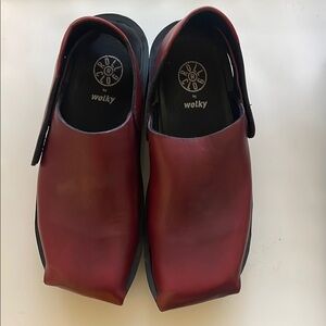 Wolky Red Leather Women's Roll Clogs/Sandal